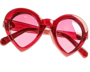 Fototapeta premium Vibrant Red Heart-Shaped Sunglasses with Pink Lenses for a Stylish Valentine's Day Look