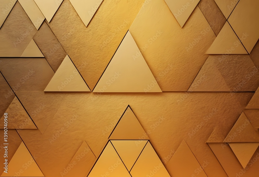 Leinwandbilder golden abstract triangles, elegant gradient background texture. beautiful gold shades create depth. 
