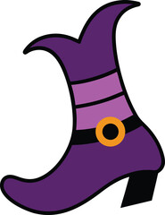 Halloween witch boots doodle on white background.