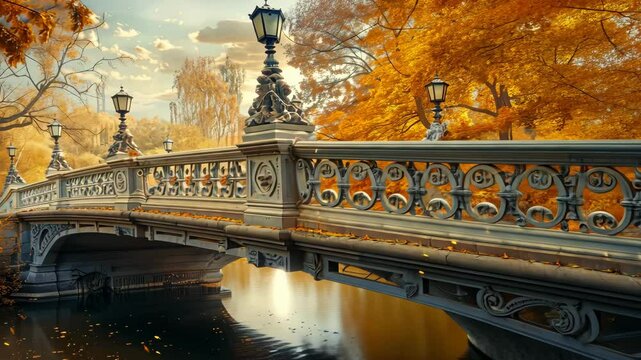 Bridge with a railing and a lamp post