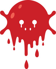 Halloween blood splatter doodle on white background.