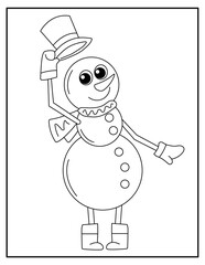 Simple Snowman Christmas coloring page for kids
