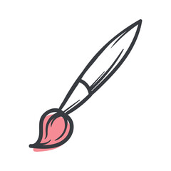 Paint brush. School Chancellery. Vector Hand Drawn Illustration Isolated on White Background for Icon, Sticker, Print
