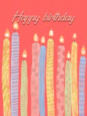 birthday candles on a red