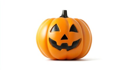 Fototapeta premium Halloween Pumpkin with Carved Face Isolated on White Background