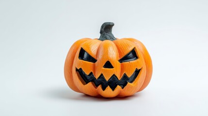 Halloween Pumpkin Jack O Lantern with Scary Face on White Background