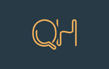 QH Minimalistic Line Art Logo Design with Abstract Lettering. Abstract minimalistic logo design featuring a sleek line art style.