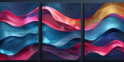 Abstract Flowers with Blue and Yellow Hues
