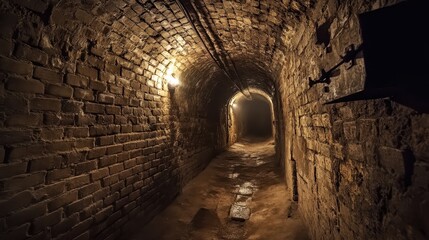 Eerie Old Fortress Cellar: An Ancient Dungeon with Dark Tunnels and Haunting Vibes