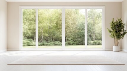 Empty room with large windows