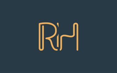 RH Minimalistic Line Art Logo Design with Abstract Lettering. Abstract minimalistic logo design featuring a sleek line art style.
