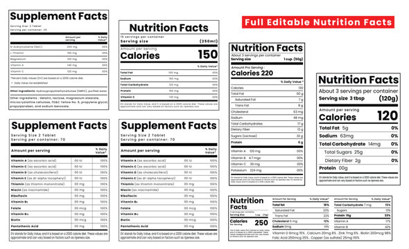 Nutrition Facts Label template design, Nutrition fact,supplement facts,nutrition label,nutrition list,vitamin information label design fats