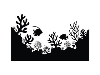 Fototapeta premium Marine Life Silhouettes: Underwater Creatures Vector Set