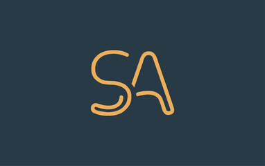 SA Minimalistic Line Art Logo Design with Abstract Lettering. Abstract minimalistic logo design featuring a sleek line art style.