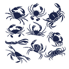 Crab silhouette bundle vector design