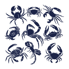 Crab silhouette bundle vector design