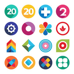 Colorful logo and icons set vector design