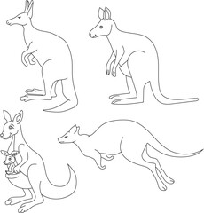 Kangaroo Clipart Set: Hand-drawn Kangaroo Illustrations: Doodle Cartoon Kangaroo Animals for Crafters, Designers, and DIY Lovers.