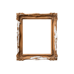 Vintage wooden frame with ornate carvings and weathered distressed details