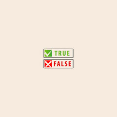 True and False icon flat vector design. 