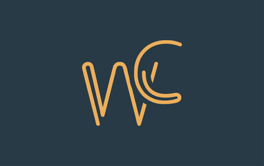 WC Minimalistic Line Art Logo Design with Abstract Lettering. Abstract minimalistic logo design featuring a sleek line art style.