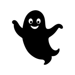 Funny Cartoon Octopus Vector Illustration with Cute Ghost and Halloween Elements