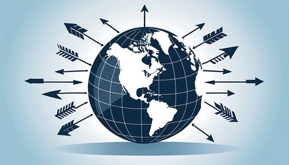 Fototapeta premium Global Influence: Arrows Emanating from Earth