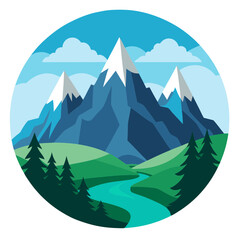 Mountain Landscape Vector Illustration for Nature and Adventure Design