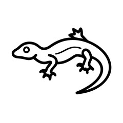 Lizard icon in a minimalist design with black outlines