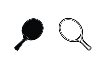 Monochrome Table Tennis Paddles Isolated On White Background For Sporting Concepts