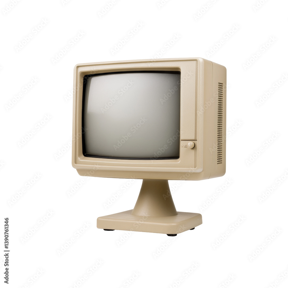 Wall mural vintage beige computer monitor with front buttons and square display screen