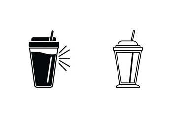 Two Refreshing Drink Icons In Black And White Vector Format