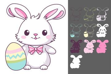Cute Easter Bunny Papercut and Laser Cut Vector Design with Egg – Layered SVG for Cricut and Silhouette