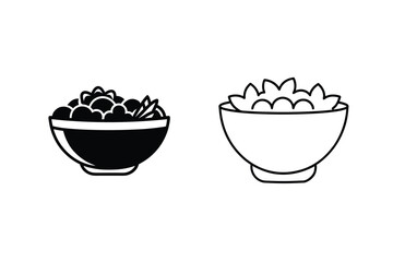 Vector Bowls Full And Empty Outline Icon Isolated On White Background