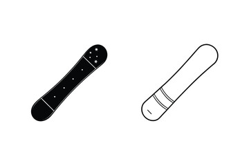 Snowboard Icon Set Winter Sport Equipment Line Art Graphic Design