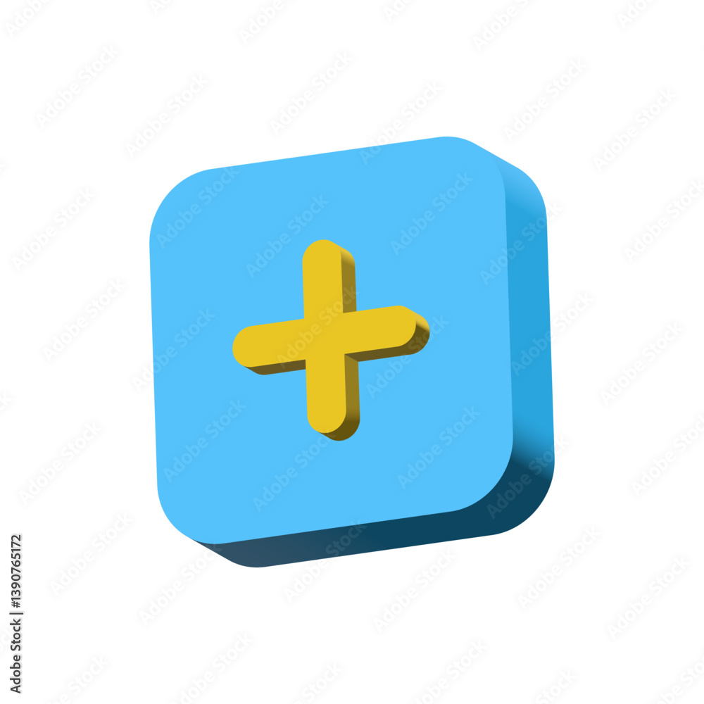 Aufkleber 3d Add, plus icon symbol - new, create icons, more button - Add item icon. 3d vector icon