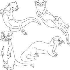 Sea Otter Clipart Set: Hand-drawn Otter Illustrations: Doodle Cartoon Sea Otters for Crafters, Designers, and DIY Lovers.