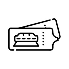 Ticket design in line art style with monochrome color scheme  