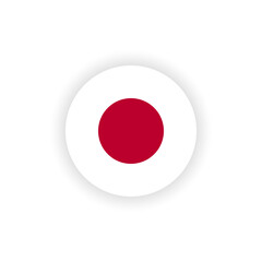 Round Japanese flag isolated illustration. National emblem symbol for UI. Vector icon in flat style.