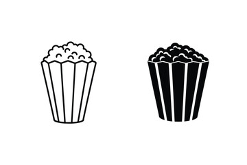 Popcorn Buckets Icon Vector Outline Cinema Snack Food Symbol Illustration Design