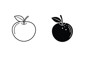 Apple Fruit Vector Illustrations In Outline And Silhouette Styles For Graphic Design Projects