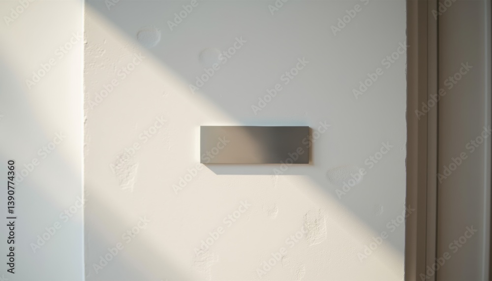 Aufkleber modern door with a simple nameplate illuminated by sunlight