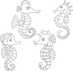 Seahorse Clipart Set: Hand-drawn Seahorse Illustrations: Doodle Cartoon Seahorses for Crafters, Designers, and DIY Lovers.