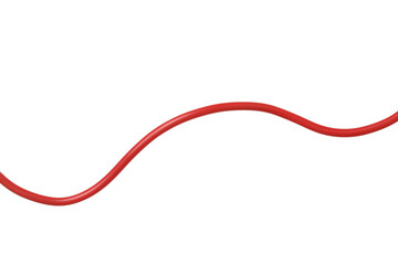 One red electrical wire isolated on white