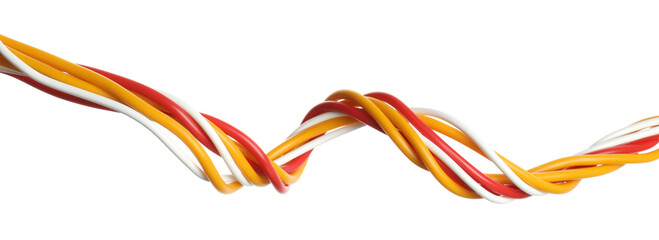 Fototapeta premium Many colorful electrical wires on white background