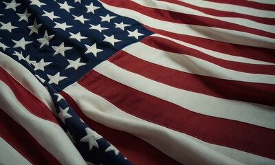Waving american flag with stripes and stars, a symbol of national pride
