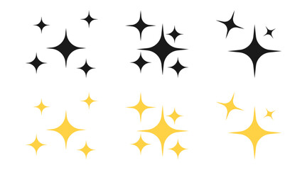 Sparkle stars icon set. stars burst icon symbols, yellow Sparkles Shine icons for app user interface and web elements