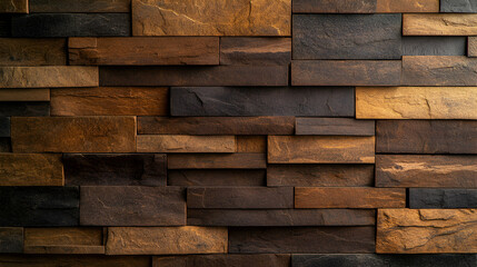 Textured Stone Wall Showing Brown And Black Rectangular Blocks With Rustic And Modern Architectural Design