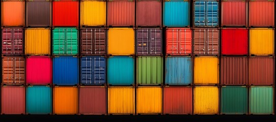 Obraz premium A grid pattern featuring many colorful shipping container exteriors