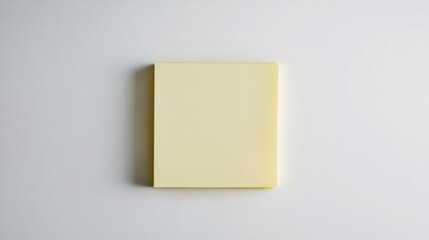 Perfect square yellow sticky note lying flat centered on a bright white surface ideal for digital designs